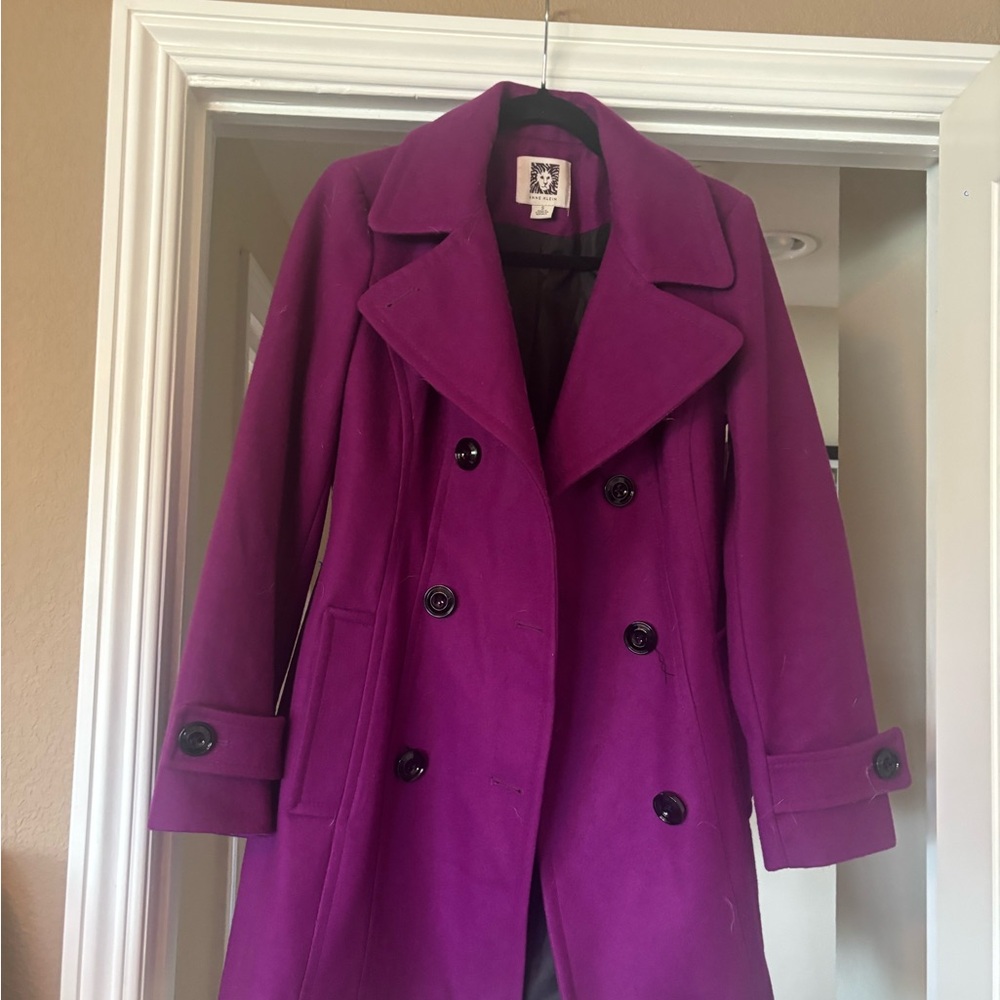 Anne Klein Vibrant Purple Pea Coat